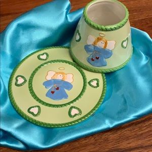 Candle jar topper and plate